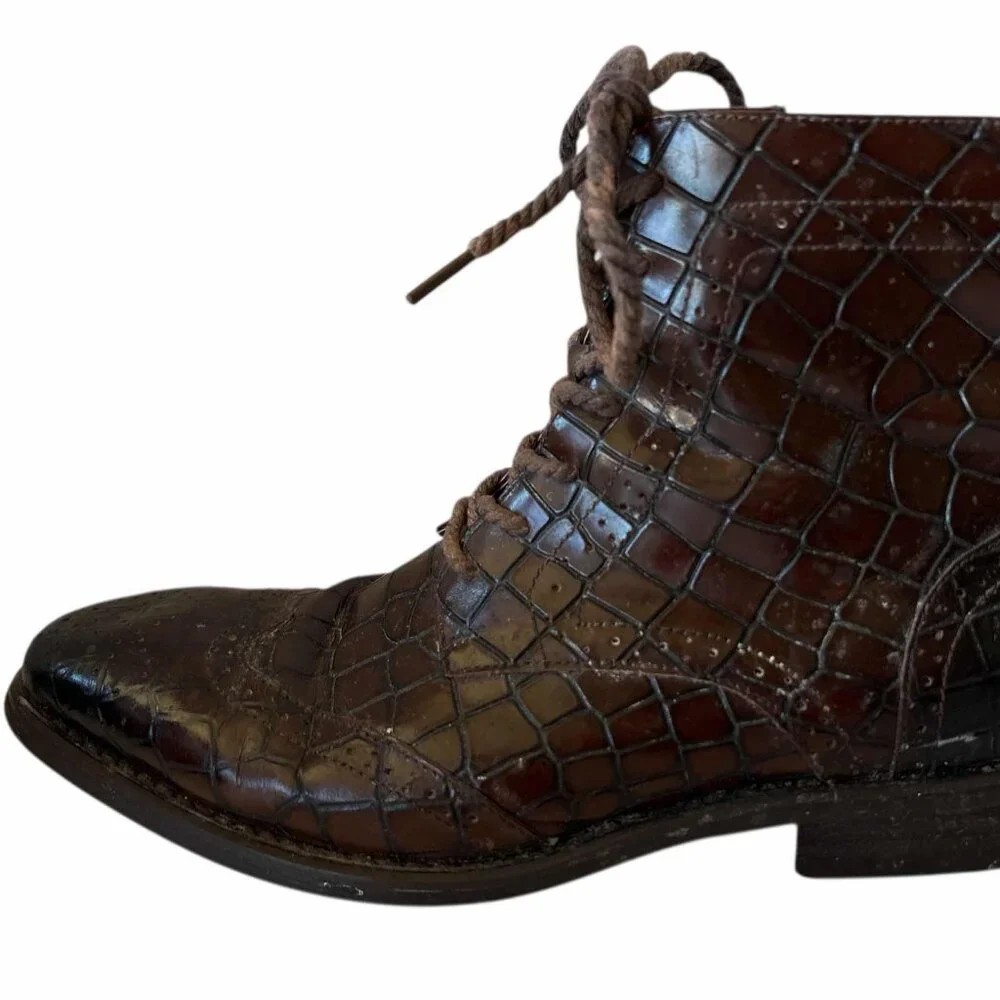 Giovanni Vintage Style Leather Lace-Up Ankle Boots Size 9